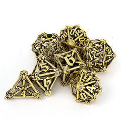 7pcs Golden Leaf Flower Metal Dice Set for Role Playing Game