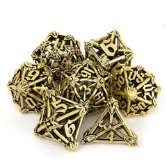 7pcs Golden Leaf Flower Metal Dice Set for Role Playing Game