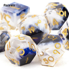 7pcs Golden Number Resin Polyhedral Dice for RPG Board Game