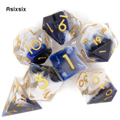 7pcs Golden Number Resin Polyhedral Dice for RPG Board Game