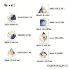 7pcs Golden Number Resin Polyhedral Dice for RPG Board Game