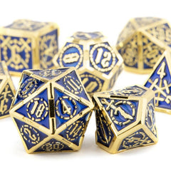 7pcs Golden Double Swords Metal Polyhedral Dice Set for Role Playing