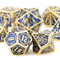 7pcs Golden Double Swords Metal Polyhedral Dice Set for Role Playing