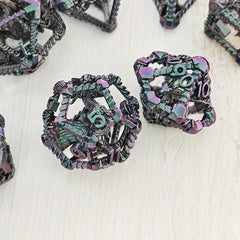 7pcs Purple Green Skeleton Dragon Number Dice Set