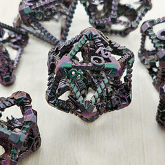 7pcs Purple Green Skeleton Dragon Number Dice Set