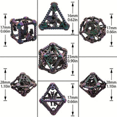 7pcs Purple Green Skeleton Dragon Number Dice Set