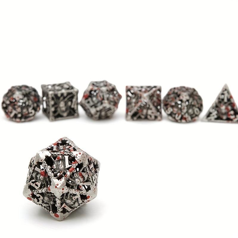 Metal Cutout Dice Seven Eyes Punk Halloween 7 Hollow Polyhedral Dice