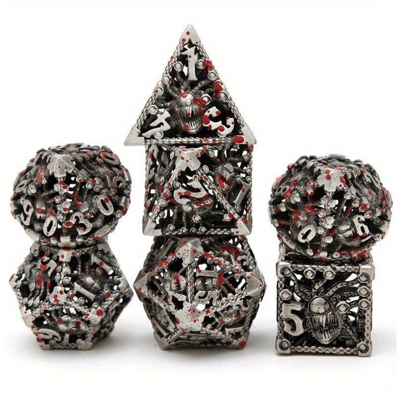 Metal Cutout Dice Seven Eyes Punk Halloween 7 Hollow Polyhedral Dice