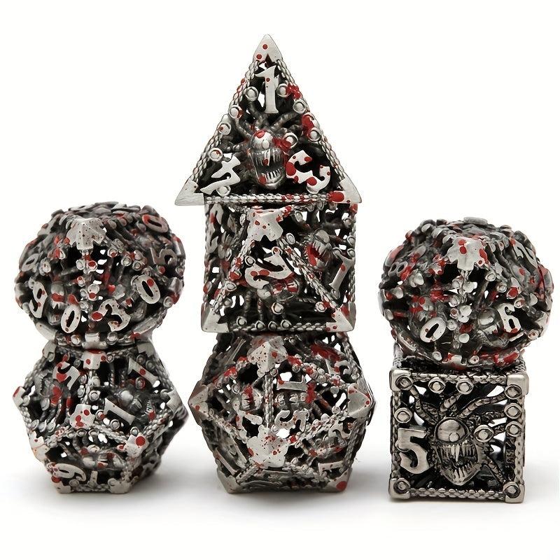 Metal Cutout Dice Seven Eyes Punk Halloween 7 Hollow Polyhedral Dice