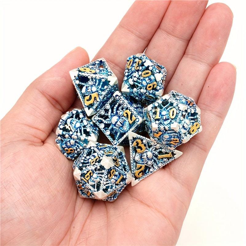 Metal Cutout Dice Seven Eyes Punk Halloween 7 Hollow Polyhedral Dice