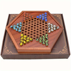 Hexagon Jumping Chess Drawer Storage Chess Game Puzzle Wooden Chess