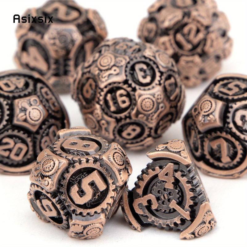 7pcs Copper Gear Wheel Metal Polyhedral Dice Set for RPG Board Game