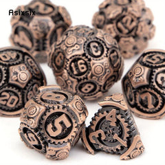 7pcs Copper Gear Wheel Metal Polyhedral Dice Set for RPG Board Game