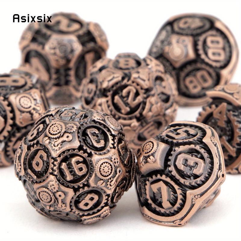 7pcs Copper Gear Wheel Metal Polyhedral Dice Set for RPG Board Game