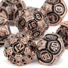 7pcs Copper Gear Wheel Metal Polyhedral Dice Set for RPG Board Game