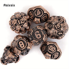 7pcs Copper Gear Wheel Metal Polyhedral Dice Set for RPG Board Game