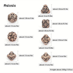 7pcs Copper Gear Wheel Metal Polyhedral Dice Set for RPG Board Game