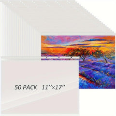 50 Tabloid Page Protectors 18x27.94 cm Landscape Binder Covers Clear Plastic