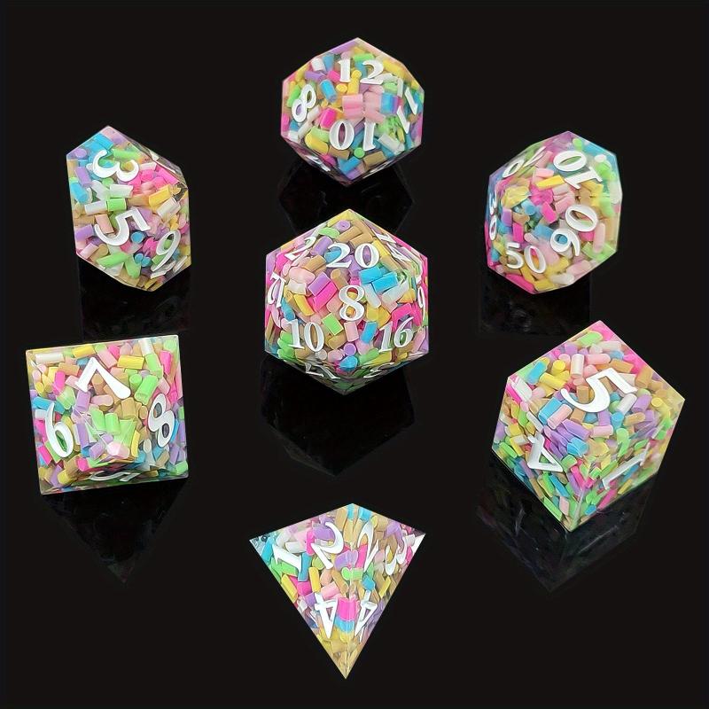 Liquid Core Dice Set Sharp Resin Metal 7 Dice Set