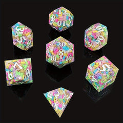 Liquid Core Dice Set Sharp Resin Metal 7 Dice Set