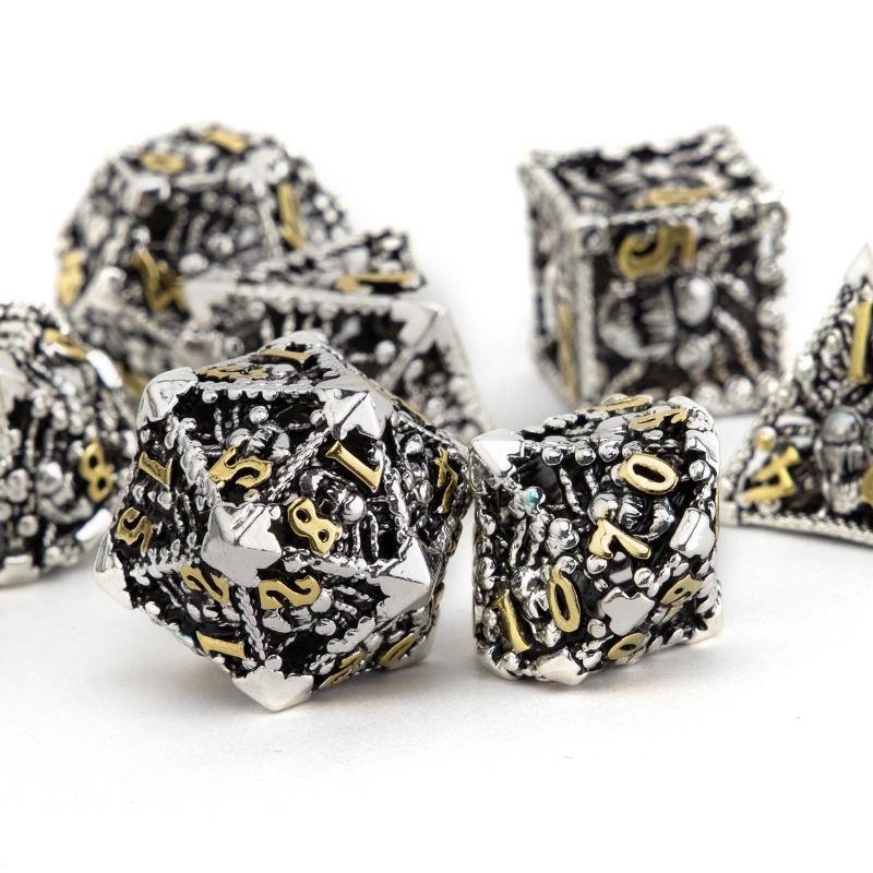 7pcs Silvery Golden Octopus Metal Polyhedral Dice Set