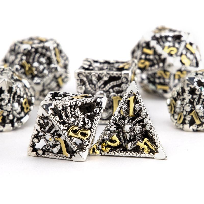 7pcs Silvery Golden Octopus Metal Polyhedral Dice Set
