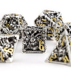 7pcs Silvery Golden Octopus Metal Polyhedral Dice Set