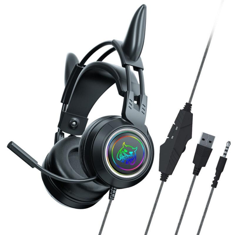Deer Horns Female Gaming Earphones Wired Headsets Live Broadcast