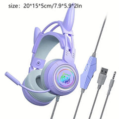 Deer Horns Female Gaming Earphones Wired Headsets Live Broadcast