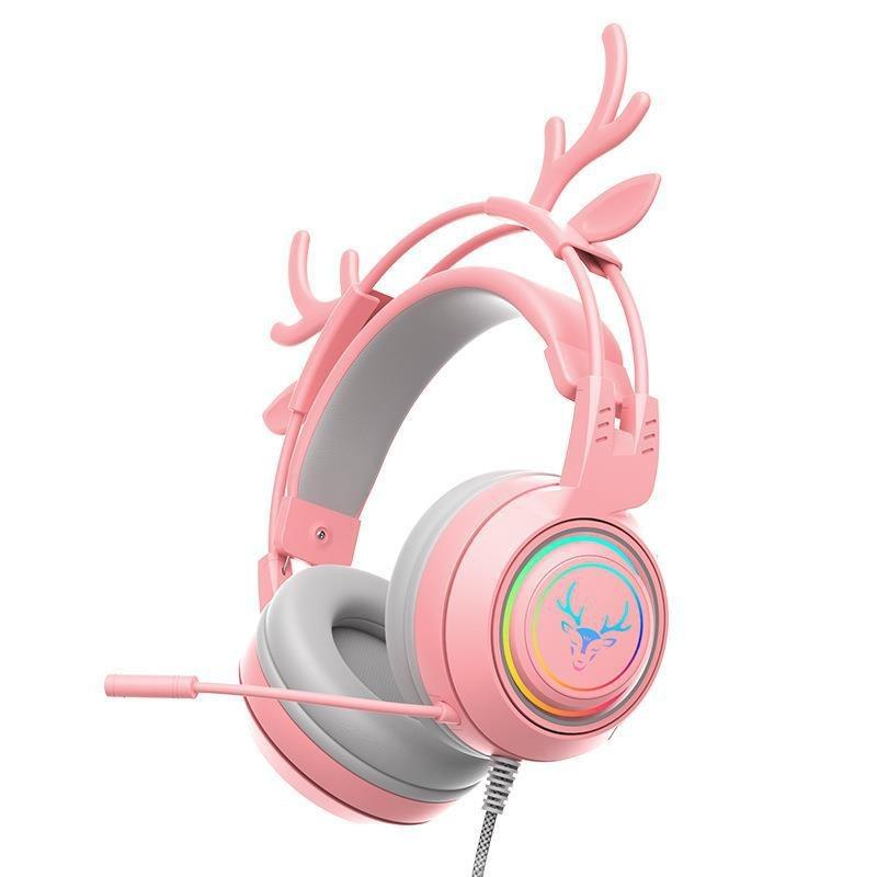 Deer Horns Female Gaming Earphones Wired Headsets Live Broadcast