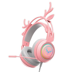 Deer Horns Female Gaming Earphones Wired Headsets Live Broadcast