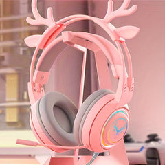 Deer Horns Female Gaming Earphones Wired Headsets Live Broadcast