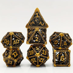 AncientDeer 7 Metal Dice Set - Unique Dragon Skeleton Pattern