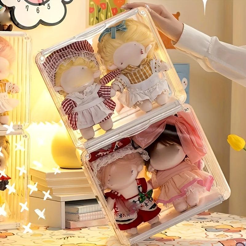 Clear Display Box Doll Display Storage Case Stackable Show Case