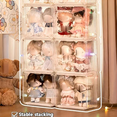 Clear Display Box Doll Display Storage Case Stackable Show Case