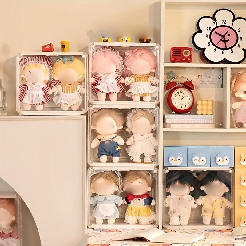 Clear Display Box Doll Display Storage Case Stackable Show Case
