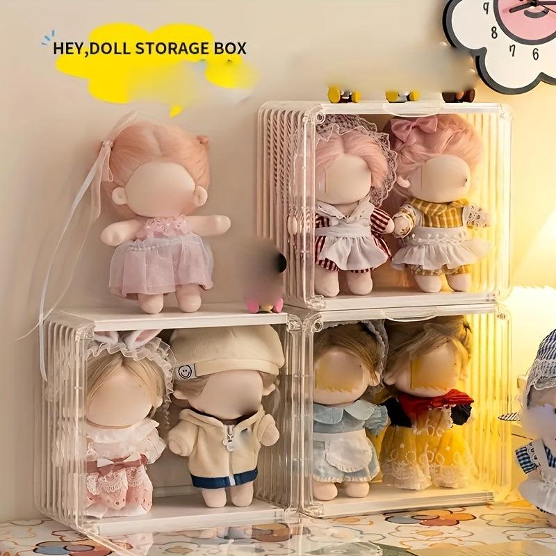 Clear Display Box Doll Display Storage Case Stackable Show Case