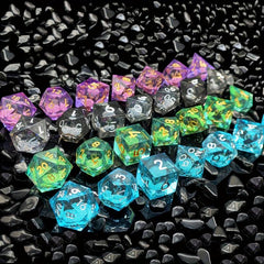 7pcs Resin Quicksand Liquid Polyhedral Dices Board Game