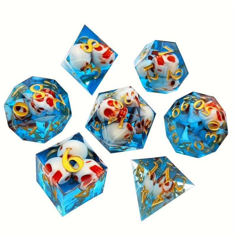 7pcs Resin Quicksand Liquid Polyhedral Dices Board Game