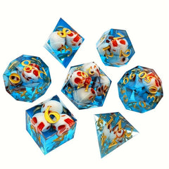 7pcs Resin Quicksand Liquid Polyhedral Dices Board Game