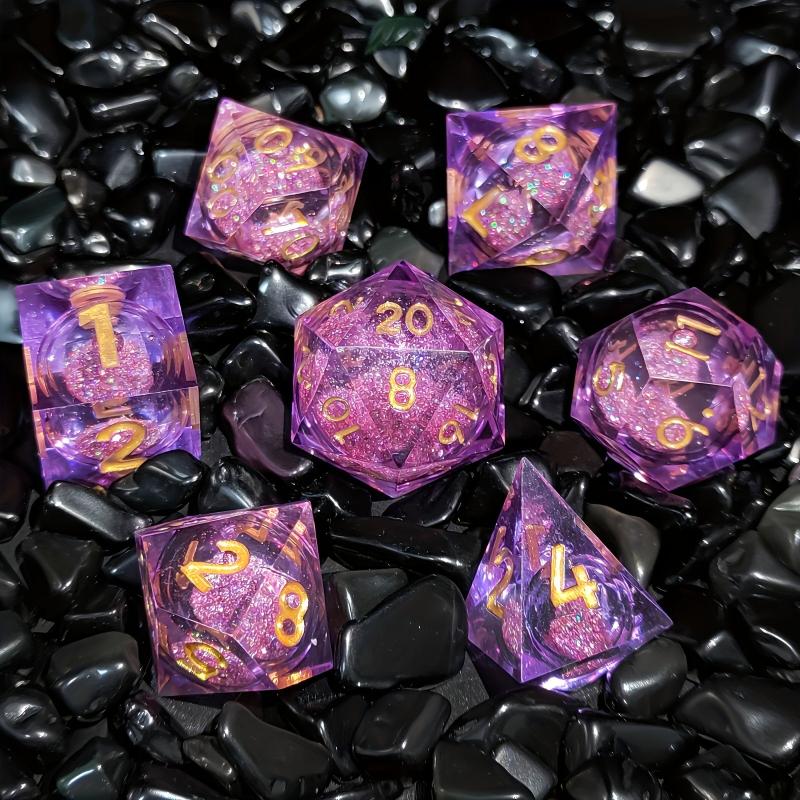 7pcs Resin Quicksand Liquid Polyhedral Dices Board Game