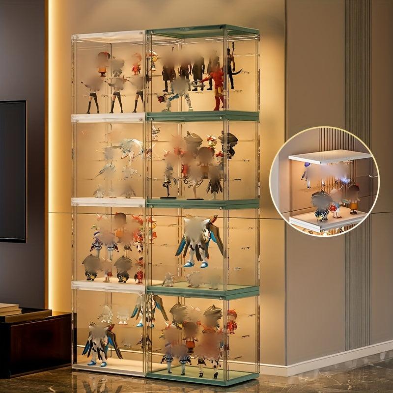 Transparent Dustproof Doll Storage Box Magnetic Absorption Storage Cabinet