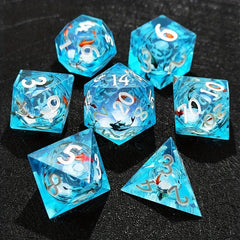 Resin Sharp Edge Dice Polyhedral Set Starry Sky Liquid Core