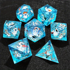 Resin Sharp Edge Dice Polyhedral Set Starry Sky Liquid Core
