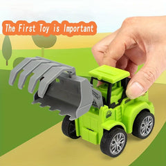 4pcs Eng Vehicle Model Press Sliding Car Excavator Bulldozer Kids Toy