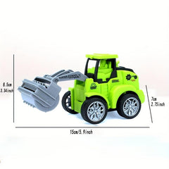 4pcs Eng Vehicle Model Press Sliding Car Excavator Bulldozer Kids Toy