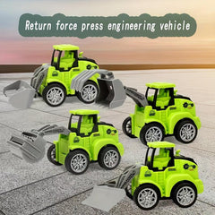 4pcs Eng Vehicle Model Press Sliding Car Excavator Bulldozer Kids Toy