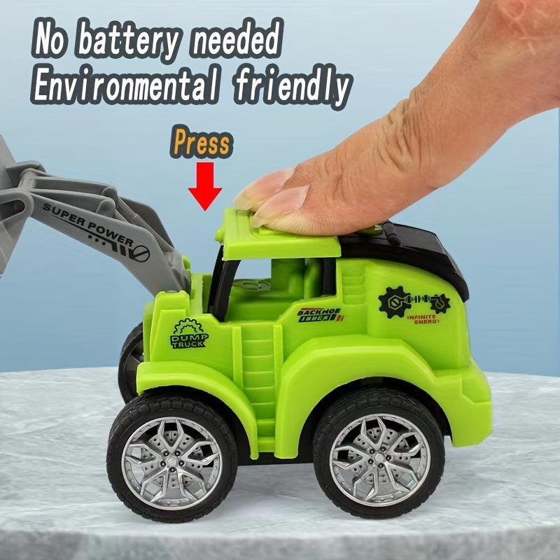 4pcs Eng Vehicle Model Press Sliding Car Excavator Bulldozer Kids Toy