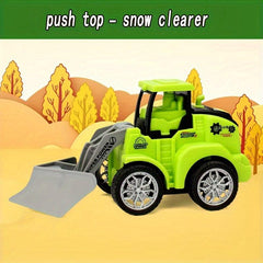 4pcs Eng Vehicle Model Press Sliding Car Excavator Bulldozer Kids Toy