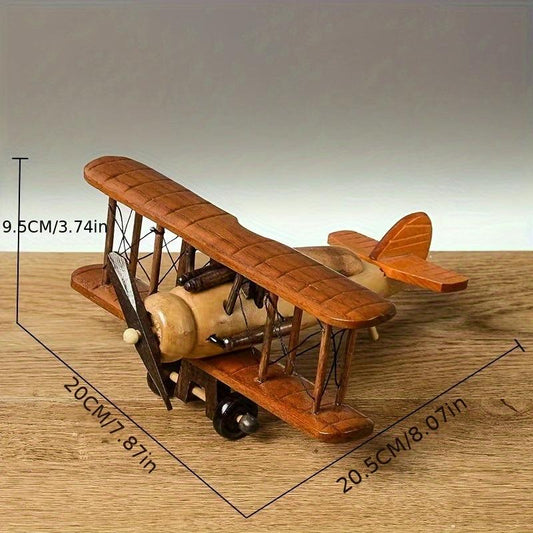 Vintage Wood Airplane Room Desktop Ornament Decoration Crafts